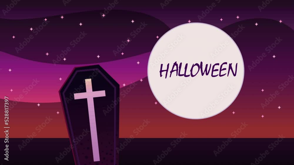 Wall mural happy halloween lettering invitation animation