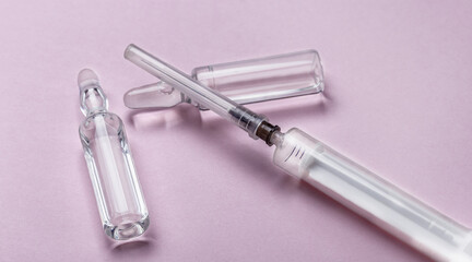 syringe and ampoule with medicine for first aid
