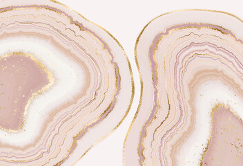Agate slice wallpaper print with geode mineral texture and gold veins. - obrazy, fototapety, plakaty
