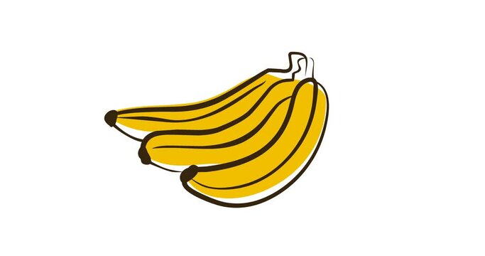 yellow banana hand drawn animation
