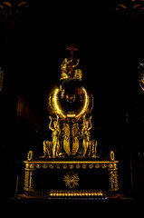 golden catholic relic in the cathedral