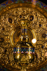 Fototapeta na wymiar golden catholic relic in the cathedral