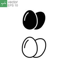 egg icon. line and solid style. organic animal protein nutrition for breakfast. fresh eggshell simple logo. Two eggs food.  vector illustration. design on white background. EPS 10