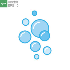 Bubble icon filled outline style. Clear water splash. Soap foam, fizzy drink, oxygen bubble pictogram symbol. Fresh aqua drop for wet symbol. Vector illustration design on white background. EPS 10