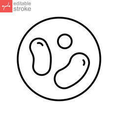 Probiotic icon line style. Healthy nutrition ingredient for therapeutic. Bacteria logo for health food and drink package label. Editable stroke Vector illustration. Design on white background. EPS 10
