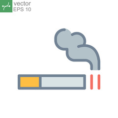 smoking icon in outline style. Cigarette  for smoke area ban logo. tobacco and cigar is allowed zone warning. Editable stroke. Vector illustration. design on white background. EPS 10