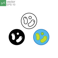 Probiotic icon filled, solid outline style. Healthy nutrition ingredient for therapeutic. Bacteria logo for health food and drink package label. Vector illustration. Design on white background. EPS 10