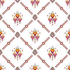 Geometric ethnic seamless pattern design. Aztec fabric carpet boho mandalas textile decor wallpaper. Tribal native motif flower traditional embroidery vector illustrated background 
