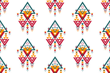 Geometric ethnic seamless pattern design. Aztec fabric carpet boho mandalas textile decor wallpaper. Tribal native motif flower traditional embroidery vector illustrated background 