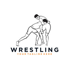 wrestling logo vector design silhouette