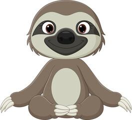 Fototapeta premium Cartoon funny baby sloth sitting