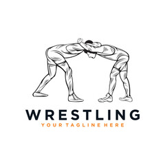 wrestling logo vector design silhouette
