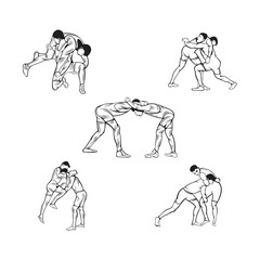 Fototapeta na wymiar set of wrestling logo vector design silhouette