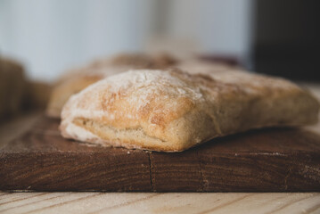 bread on table, hot bread, ciabatta