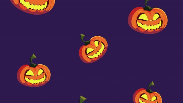 happy halloween animation with pumpkins