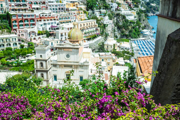 The beautiful and rural cliff side town of Positano on the Amalfi Coast of Italy, Europe.