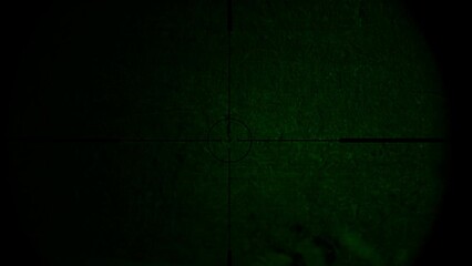 Fox in Gun Rifle Scope with Night Vision. Wildlife Hunting. Poaching Endangered, Vulnerable, and Threatened Animals