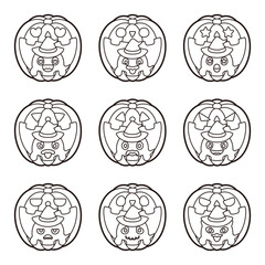 ハロウィン かぼちゃ おばけ セット ぬりえ