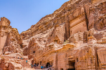 Walking to Royal Rock Tombs Petra Jordan