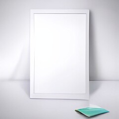 blank white frame on the shelf