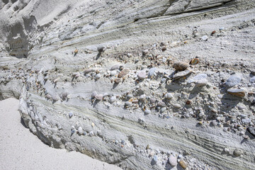 Erosion in sandstone rock cliff, patterns and textures in nature as a background
