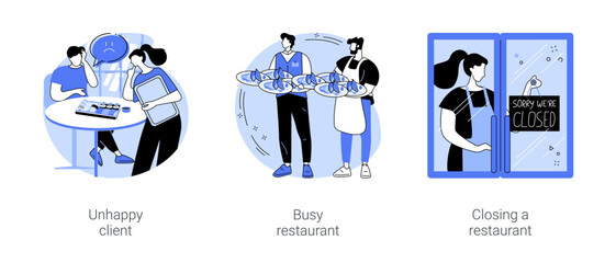 Restaurant routine isolated cartoon vector illustrations se