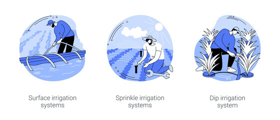 Irrigation systems isolated cartoon vector illustrations se - obrazy, fototapety, plakaty