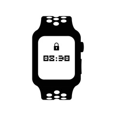 Smartwatch Silhouette. Black and White Icon Design Elements on Isolated White Background