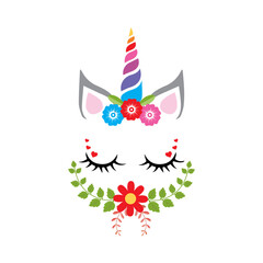 Fototapeta premium Unicorn, Flowers Designs Vectors