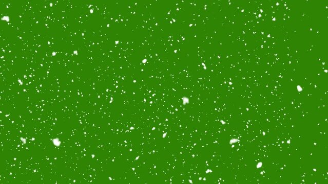 Snow falling on green screen background