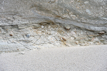 Erosion in sandstone rock cliff, patterns and textures in nature as a background
