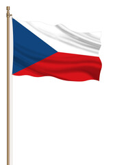 Fototapeta na wymiar 3D Flag of Czech on a pillar blown away isolated on a white background.