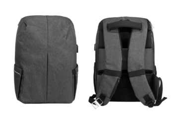 Gray color backpack isolated on white