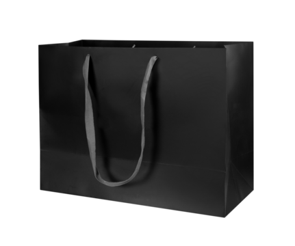 Black color paper shopping bag isolated on white