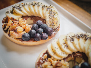 Healthy Breakfast Bagel Fruit Boat