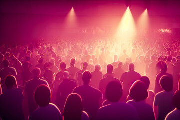 3D digital art of crowd's back partying in a concert