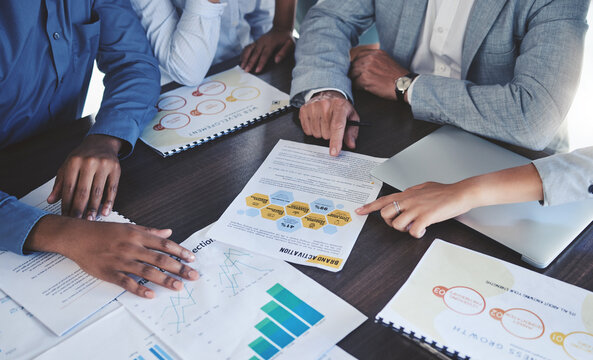 Collaboration, business meeting and marketing, planning or strategy consulting in corporate office building. teamwork, branding and advertising with business people working on analytics of company