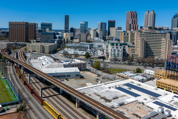 Train line into downtown Atlanta.