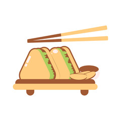 panini sandwich restaurant food vector illustration
