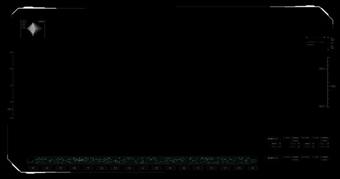 Cyber futuristic video overlay, Technology HUD Head up display graphic interface, Wide screen ratio