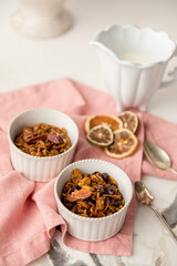 Bowl of granola with lemons