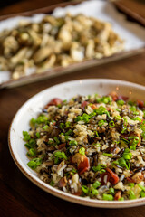 Plate of rice with vegetables