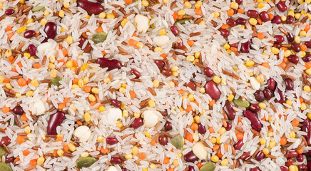 closeup of mixed grains background.Raw Ingredients Making Laba Porridge