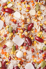 closeup of mixed grains background.Raw Ingredients Making Laba Porridge