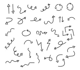 set of simple handdrawn doodle arrows design element