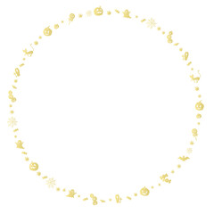 ゴールドなハロウィンモチーフの丸い飾り枠
