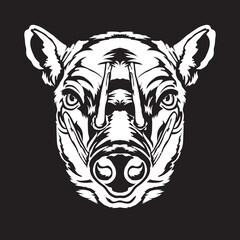 babirusa face vector iilustration in hand drawn style, perfect for tshirt and mascot design