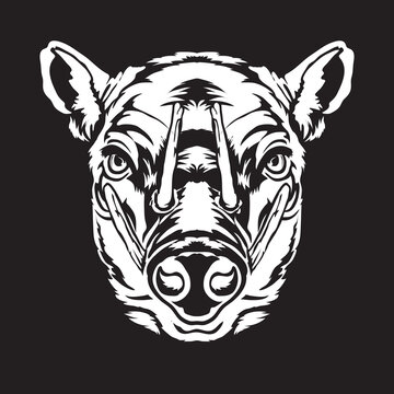 babirusa face vector iilustration in hand drawn style, perfect for tshirt and mascot design