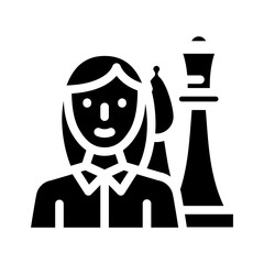 chess female sport glyph icon vector. chess female sport sign. isolated symbol illustration