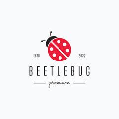 Minimalist ladybug beetle logo vector illustration design. Simple vintage insect label concept. - obrazy, fototapety, plakaty